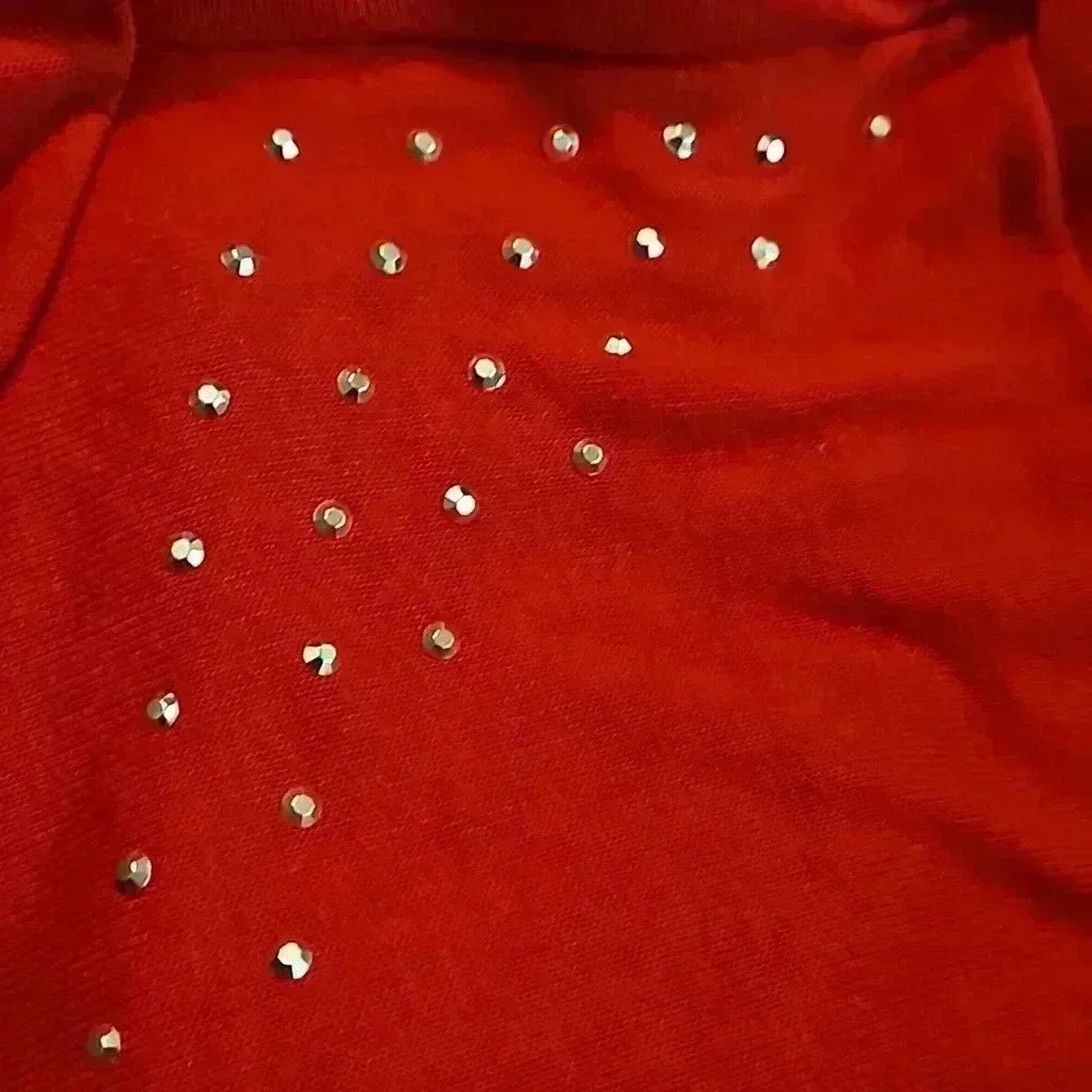 Cato Red Draped Cowl Neck Top With Rhinestones Sz Lg